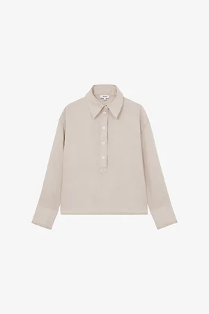 Reiss Womens Nina Open-Collar Relaxed-Fit Linen Shirt
