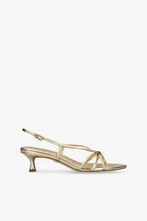 Sam Edelman Womens Cressa Metallic-Leather Kitten-Heel Sandals