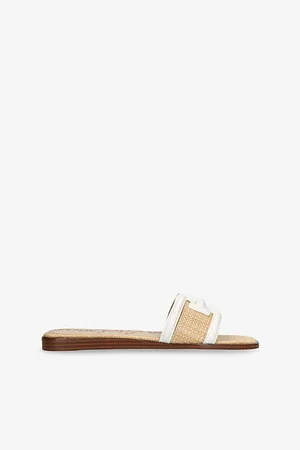 Sam Edelman Womens Irina Branded-Strap Leather and Woven Sandals