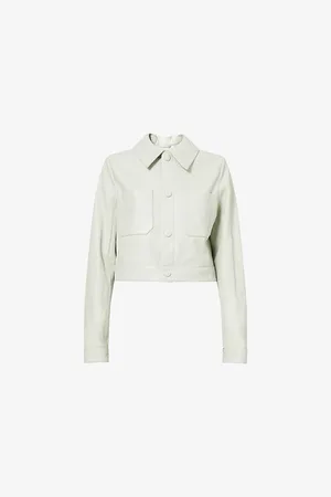 Frame Womens Cropped Boxy Leather Jacket