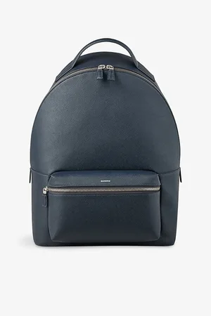 Sandro Mens Logo-Embossed Leather Rucksack