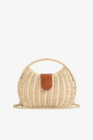 LK Bennett Womens Lulu Straw Rattan Box Grab Bag