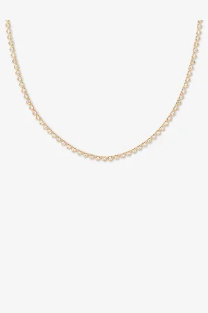 Astrid & Miyu Womens Bezel Heart 18ct Yellow -Plated Brass and Cubic Zirconia Tennis Necklace