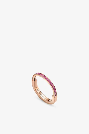 Tiffany & Co. Womens Tiffany Lock Small 18ct Rose Gold and 0.13ct Sapphire Ring