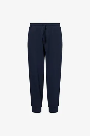Emporio Armani Mens Logo-Print Cuffed-Hem Cotton-Jersey Jogging Bottoms
