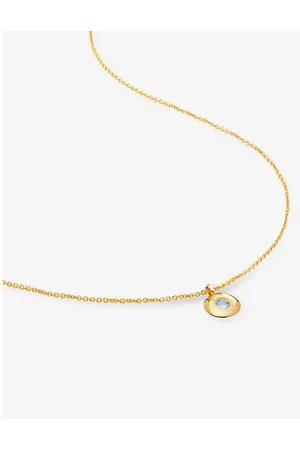 Monica Vinader Womens March Birthstone 18ct Gold-Vermeil and Aquamarine Necklace