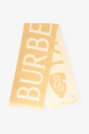 Burberry Womens Football Brand-Print Wool Scarf