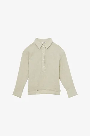 Reiss Womens Nina Open-Collar Relaxed-Fit Linen Shirt