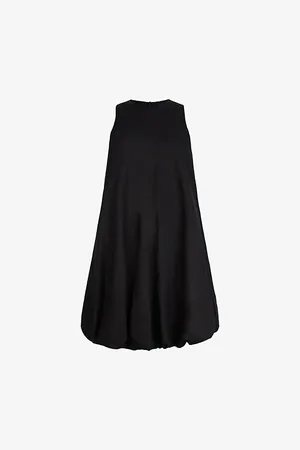 Ro&Zo Womens Sleeveless Puffball-Hem Linen-Blend Mini Dress