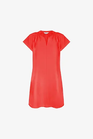 Ro&Zo Womens Gathered V-Neck Woven Mini Dress