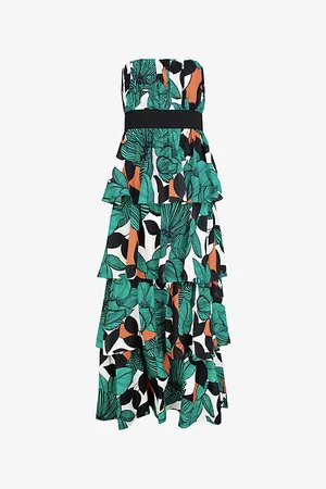 Ro&Zo Womens Claudia Leaf-Print Cotton Maxi Dress