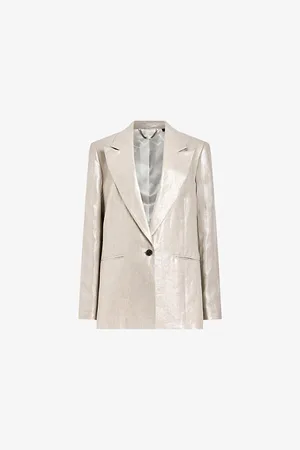 AllSaints Womens Averie Relaxed-Fit Single-Breasted Stretch-Cotton Blazer