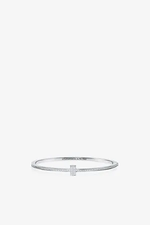 Tiffany & Co. Tiffany T 18ct White-Gold and 0.31ct Brilliant-Cut Diamond Bangle