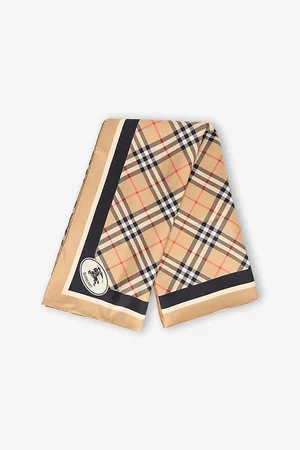 Burberry Womens Check-Pattern Silk Scarf