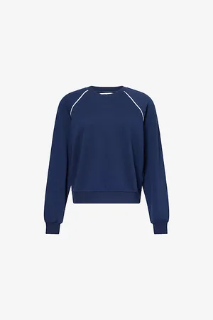 Spanx Womens Airpique Round-Neck Stretch-Woven Sweatshirt