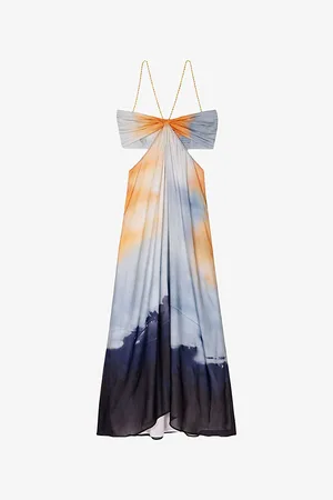 Maje Womens Tie-Dye Halter-Neck Woven Maxi Dress