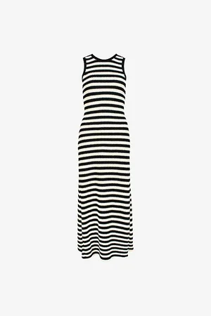 Ro&Zo Womens Striped Sleeveless Knitted Maxi Dress