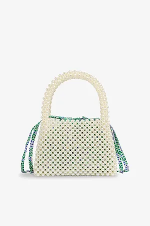 LK Bennett Womens Pearl Bead-Embellished Mini Acrylic Top-Handle Bag
