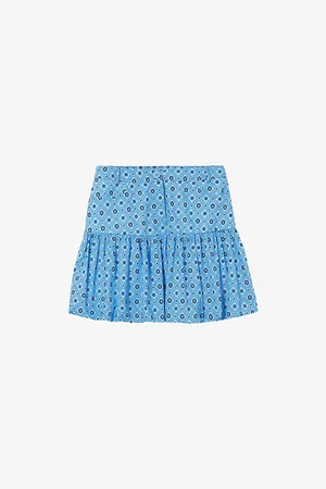 Claudie Pierlot Womens Monogram-Print Bubble Cotton Mini Skirt