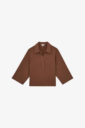 Reiss Womens Jodie Raglan-Sleeve Relaxed-Fit Stretch-Jersey Jumper