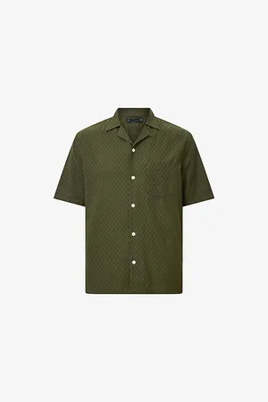 AllSaints Mens Kylo Diamond-Pattern Relaxed-Fit Cotton Shirt