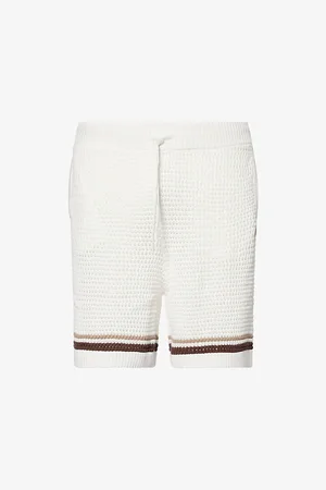 The Couture Club Mens Checkerboard Crochet-Knit Cotton Shorts