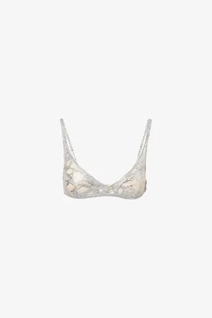 The Attico Womens Triangle Metallic Lace-Knit Bra