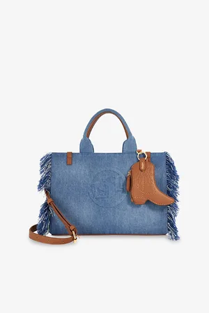 Dune Womens Desert Medium Fringed Denim Tote Bag