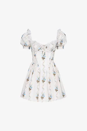 House Of Cb Womens Issa Floral-Print Stretch-Cotton Mini Dress