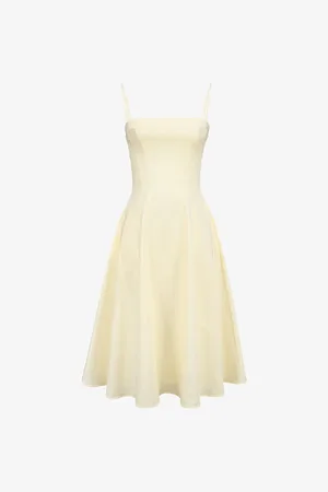 House Of Cb Womens Dolly Square-Neck Stretch-Cotton Midi Dress