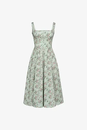 House Of Cb Womens Mariabella Floral-Print Stretch-Cotton Midi Dress