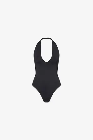 GOOD AMERICAN Womens Scuba Halterneck Stretch-Woven Bodysuit