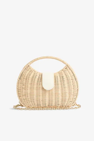 LK Bennett Womens Lulu Straw Rattan Box Grab Bag