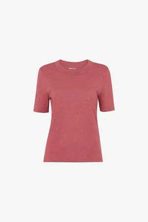 Whistles Womens Rosa Double-Trim Regular-Fit Cotton T-Shirt