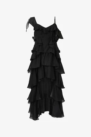 AllSaints Womens Sienna Ruffled Woven Maxi Dress
