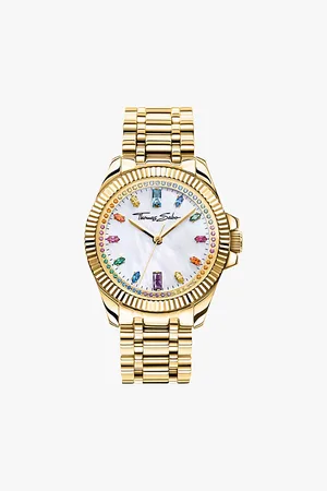 Thomas Sabo Mens Wa0395-264-207 Divine Rainbow Yellow Gold-Tone Stainless-Steel and Cubic Zirconia Quartz Watch