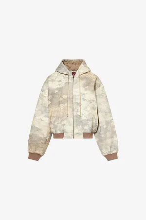 Praying Womens Star-Print Hooded Cotton Bomber Jacket