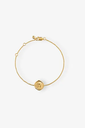 Monica Vinader Womens Initial N Stamp 18ct Yellow Vermeil Bracelet