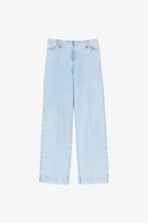Sandro Womens Wide-Leg Mid-Rise Denim Jeans
