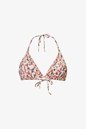 Gracejacob Womens Gold Palm Nelly Triangle Bikini Top