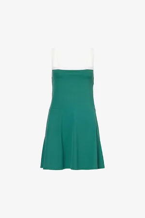 Splits59 Womens Monah Rigor Shoulder-Straps Stretch-Woven Mini Dress