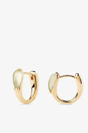 PDPAOLA Womens Isla 18ct Yellow -Plated Sterling-Silver and Prehnite Hoop Earrings