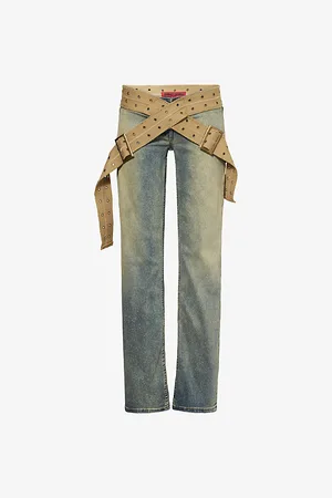 Jaded London Womens Strap-Up Stonewash Denim Jeans