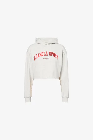 Adanola Womens Raw-Hem Crop Cotton-Blend Hoody