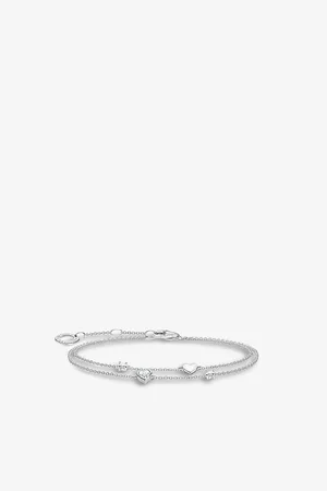 Thomas Sabo Womens Hearts Sterling-Silver and Cubic Zirconia Chain Bracelet
