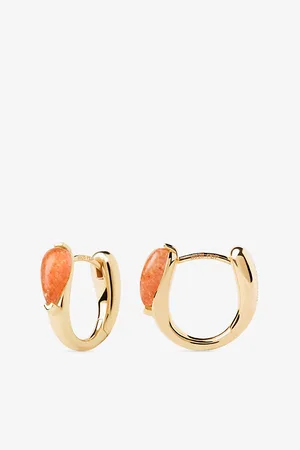 PDPAOLA Womens Sunstone Isla 18ct Yellow -Plated Sterling-Silver Hoops