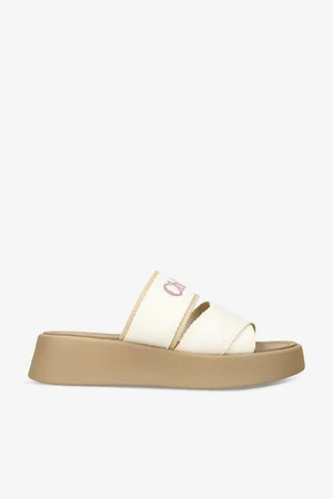 Chloé Womens Mila Logo-Embellished Woven Wedge Sandals