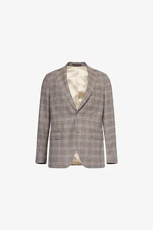 Oscar Jacobson Mens Fogerty Check Wool-Linen Blazer
