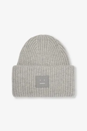 Acne Studios Brand-Patch Ribbed Wool Beanie