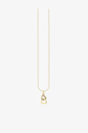 Thomas Sabo Womens Intertwined Hearts 18ct Yellow Gold-Plated Sterling Silver and Zirconia Pendant Necklace